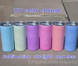 UV Colour changing 20oz Straight Sublimation skinny Tumbler Colours change seamless stainless steel cup Double vacuum insulation wit5117194