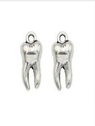 200pcslot Antique Silver Plated Tooth Charms Pendants for Necklace Jewellery Making DIY Handmade Craft 15x8mm2819508