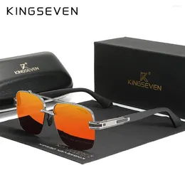 Sunglasses KINGSEVEN 2024 Design For Men Polarized Gradient Sun Glasses Women Semi-Rimless Square Retro Eyewear Okulary