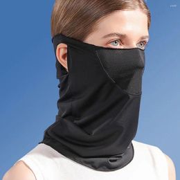 Scarves Sun Protection Sunscreen Veil With Neck Flap Outdoor Womne Neckline Mask Men Fishing Face Silk Summer