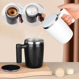 Tumblers Self Stirring Mug Coffee Cup USB Rechargeable Automatic Magnetic 380ml Mixing Stainless Steel H240506