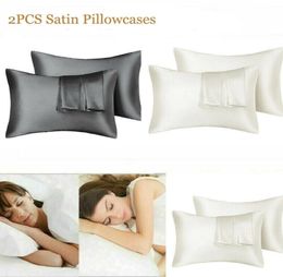 202620302036in Silk Satin Pillowcase Home Multicolor Ice Silk Pillow Case Zipper Pillow Cover Double Face Envelope Bedding Pi8295135