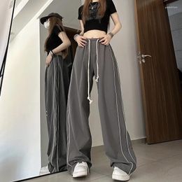 Women's Pants Baggy Grey Sweatpants Jogger Harajuku Streetwear Y2k 2000s Oversize High Waist Parachute Vintage Trousers Clothes