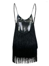 Casual Dresses Women S Layered Fringe Sparkly Dress Deep V-neck Backless Cami Mini Tassels Flapper For Prom Party Club