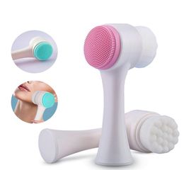 Soft Silicone Facial Cleansing Brush Women Makeup Brushes 3D Double Sides Multifunction Portable Face Cleaning Brushes1238068