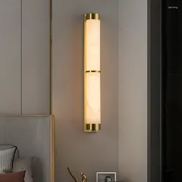 Wall Lamp Nordic Luxury Cylindrical Copper Marble Led Chandelier Coppery Living Room Bedroom Study El Lighting Fixtures Drop