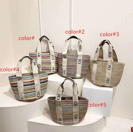 designer bag Woman Straw Nylon shoulder Handbags Purses Rainbow color Crossbody Baguettes Lady Small Totes beach Shopping