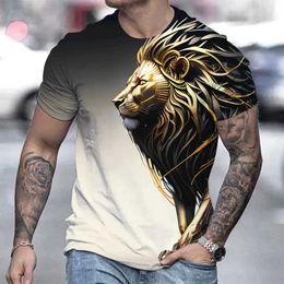 Herren T-Shirts Sommer Retro T-Shirt Tier Lion 3D Print Mode Kurzes Slve Tops Übergroße Kleidung Sweatshirt T-Shirt für Männer T240505