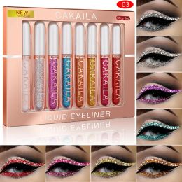 Eyeliner Glitter Colourful Matte Eyeliner Sets Waterproof Eye Liner Pen Gel Makeup Uv Glitter Eye Make Up Cosmetics Eyeliners Kit 8 Colours