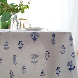 Table Cloth Beautiful Elements Small Fresh Blue And White Porcelain Embroidered Square French Round Coffee