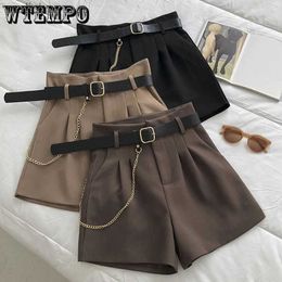 Women's Shorts WTEMPO Spring and Autumn Leisure Solid Customized Shorts for Womens New Korean High Waist A-line Wide Leg Shorts WX