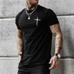 Men's T-Shirts Cross 3D Printed Mens T-Shirt Summer Fashion Tops T Short Slve O-Neck Oversized T Shirt Simple Casual Strt Clothing T240505