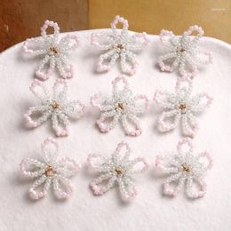 Charms 1pcs Genki Girl Cute Double Colour Five-petal Flower Beaded For Jewellery Making Hand-Woven Pendants Diy Earrings