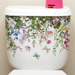 Bathroom Toilet Stickers Modern Minimalist Flowers Pattern Selfadhesive Paintings For Decorations 240506