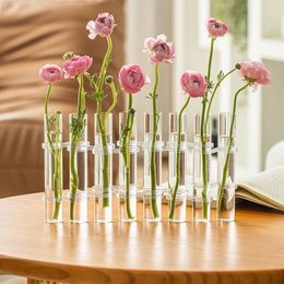 Creative Hinged Flower Glass Vase Test Tube Plant Holder Hydroponic Transparent Container Office Dining Table Floral Home Decor 240422