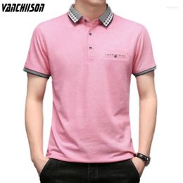 Men's Polos Short Sleeve Polo Shirt Tops Summer For Men Dad Father Clothing Plaids Collar Business Casual Male Fashion 00684