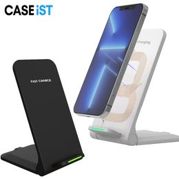 CASEiST Foldable 15W Wireless Charger Phone Stand Heat Dissipation Vents Mobile Universal Fast Charging Dock Station Holder Light Travel Mount For iPhone Android