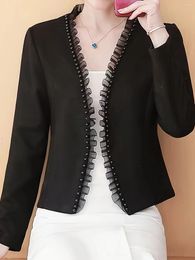 Women's Jackets Ladies Elegant Cardigan Small Jacket With Solid Mesh Decoration On The Front Top Spring And Autumn Lace Tassel Sli