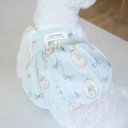 Dog Apparel Pet Clothes Blue Color Printed Rabbit Pumpkin Skirt Puppy Sling Flower Bud Teddy Clothing for Small Dogs H240506