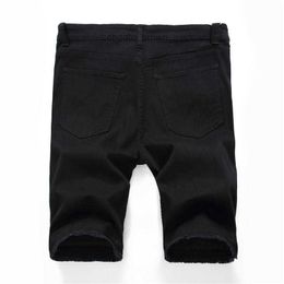 Mens Jeans Denim Shorts Men Summer Stretch Slim Fit Short Designer Cotton Casual Distressed Black Jean Knee Length1rkc