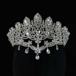 Headbands Deluxe Bride Headwear Water Diamond Crystal Wedding Crown Hair Accessories Female Bride Diadem Headband Party Headwear Jewellery Q240506