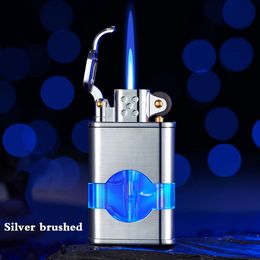 Transparent Transom Blue Light Grinding Wheel Straight To The Lighter Windproof Lighter Torch Lighter