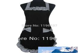 Whole1pcs Cute Vintage Flirty Fabric Bowknot Aprons for Woman Restaurant Black Apron Cooking Bib delantal cocina divertido7033097