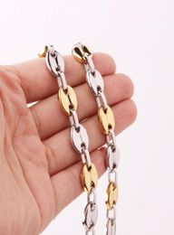 Chains Men039s Silver Gold 316L Stainless Steel Coffee Bead Bean Chain Necklaces Women Fashion Jewellery Choker Party Gift 16408992198