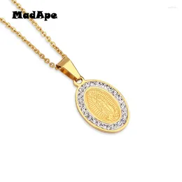 Pendant Necklaces MadApe Classic Jesus Pendants Necklace Gold Color Stainless Steel With Zircon Sweater Chain Cross Ncklace For Women