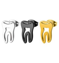 10pairslot Funny Tooth Earrings Studs Stainless Steel Earring Dentist Women Men Hiphop Ear Stud Jewelry1096228
