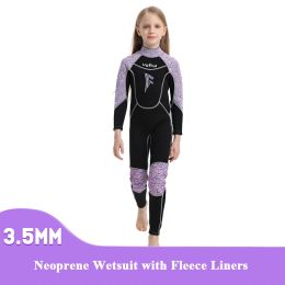 Suits 3.5mm Neoprene Wetsuit with Fleece Liners Kids Surfing Diving Suit Keep Warm Boys Girls Thermal Swimsuit for Scuba Freediving