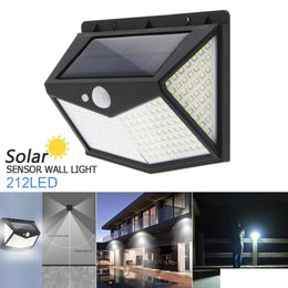 Solar Flood Lights 212 Leds Outdoor Led Waterproof Garden Lampen Wall Lamp Cold White Lantern For Fence Post Drop Delivery Lighting Re Dhpzv