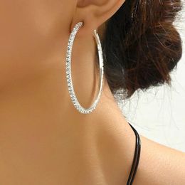 Hoop Earrings Women's 6mm Crystal Circular Round Hoops Luxury Big For Women Gold Silver Colour