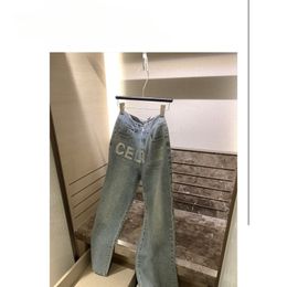 Jeans slim e alti casual nuovi lettere di logo per trapano calda ad alta temperatura flash pantaloni dritti sottili