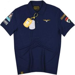 Men's Polos Summer Mens Polo Shirt Short-Slved Air Force Pilot Loose T-shirt High Quty Embroidery Polo Shirt for Men T240506