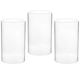 Holders 3pcs Windproof Cup Cylinder Holder Clear Glass Candleshades Stand Tube Cylinder Cover