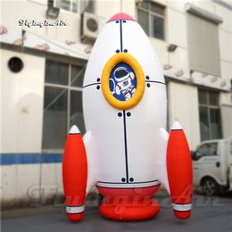 wholesale Aviation Theme Exhibition Decorative Inflatable Spaceship Balloon 5m Height Blow Up Rocket Model Astronaut's Spacecraft For Parade Show