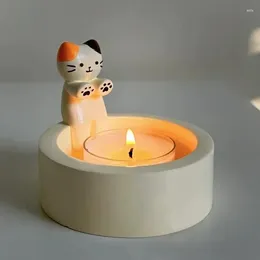 Candle Holders Cartoon Holder Kitten Resin Scented Light Decoration Exquisite Durable Crafts Casting Moulds Home