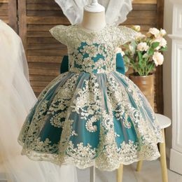 Girl's Dresses Flower Elegant Princess Party Dresses for Baby Girls Backless Bow Kids Wedding Evening Gown Luxury Lace Court Dress for Ceremony