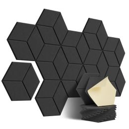 Stickers 12Pack Selfadhesive Acoustic Panel Hexagon Design Sound Proof Panels 12 X 10.5 X 0.4 Inches Sound Proof Foam Wall Panels
