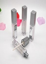 50100pcs 20pcs 7ml Silver Square Empty Lipstick Lip Gloss Tubes With LED Light Clear Cosmestic Packaging Container With Mirror Rq6013309