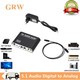 Converter Grwibeou 5.1 CH Digital to Analogue Audio Converter Decoder Amplifier Audio SPDIF Coaxial to RCA DTS AC3 Optical Digital to Analogue