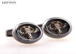 Movement Tourbillon Cufflinks For Mens Lepton High Quality Mechanical Watch Steampunk Gear Cuff Links Relojes Gemelos T195063539