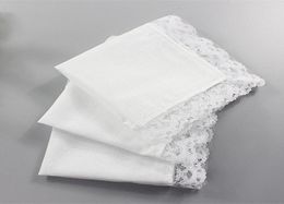 White Lace Thin Handkerchief Woman Wedding Gifts Party Decoration Cloth Napkins Plain Blank DIY Handkerchief 2525cm3025775