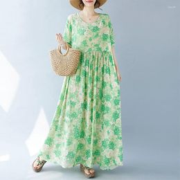 Party Dresses Bohemia Long Maxi Dress For Women Thin Light Cotton Print Floral Vintage Holiday Travel Style Beach Casual Summer Oversize