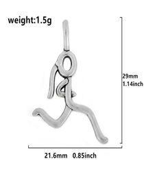 2021 Running Girl Charms Run Pendant Marathon Runner Sport Jewelry Metal Stick Figure DIY Bracelets Necklaces5503283