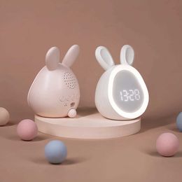 Desk Table Clocks Kids Cute Rabbit Alarm Clock With Night Light Stepless Dimming Led Digital Alarm Clock For Boys Girls