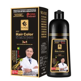 Colours 500ml Permanent Black Hair Dye Shampoo Organic Natural Hair Dye Plant Essence Black Hair Colour Dye Shampoo for Women Men