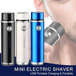 Electric Shavers Mini Electric Shaver For Men USB Rechargeable Professional Beard Trimmer Razor Portable Mens Travel Shaving Face Beard Razor Y240503