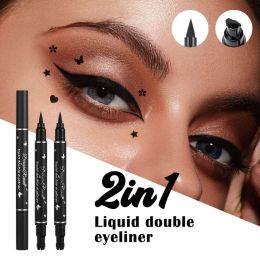 Eyeliner 2 IN 1 Seal Eyeliner Pen Star Moon Stamp LongLasting Waterproof Black Liquid Eye Liner Pencil Eyes Makeup Cosmetic
